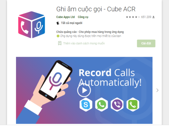 Ứng dụng Ghi âm cuộc gọi - Cube ACR