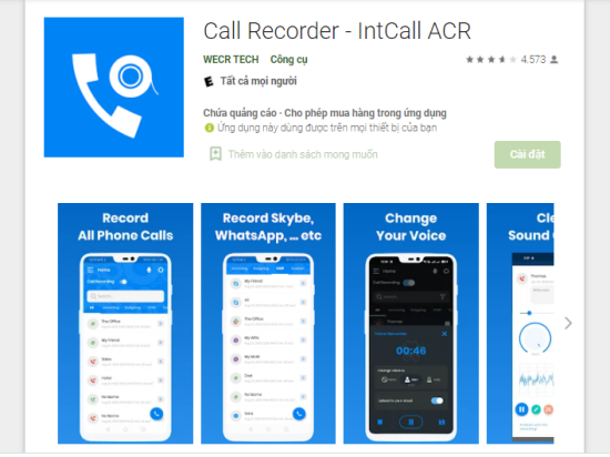 Ứng dụng Call Recorder - IntCall ACR