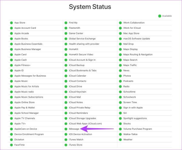 Kiểm tra server của Apple iMessage